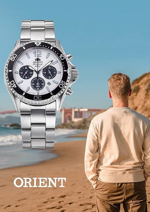 ORIENT MAKO SOLAR PANDA SILVER & WHITE MEN WATCH RN-TX0203S