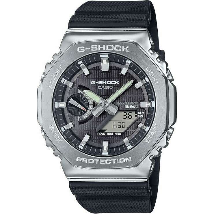CASIO G-SHOCK METAL COVERED BLUETOOTH SOLAR BLACK RUBBER STRAP MEN 