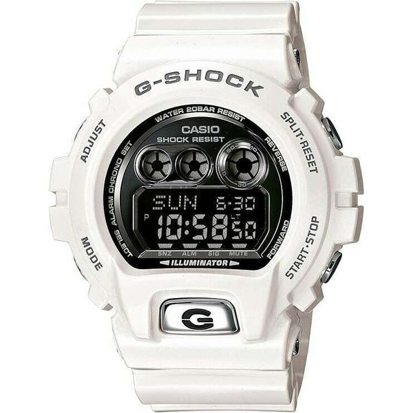 CASIO G-SHOCK DIGITAL BLACK DIAL WHITE RESIN STRAP MEN WATCH GD