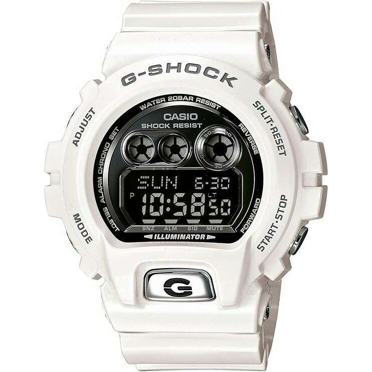 CASIO G-SHOCK DIGITAL BLACK DIAL WHITE RESIN STRAP MEN WATCH GD