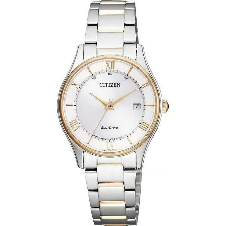 ROOK JAPAN:CITIZEN COLLECTION THIN MODEL SERIES ECO-DRIVE RADIO SILVER & GOLD LADIES WATCH ES0002-57A,JDM Watch,Citizen Collection