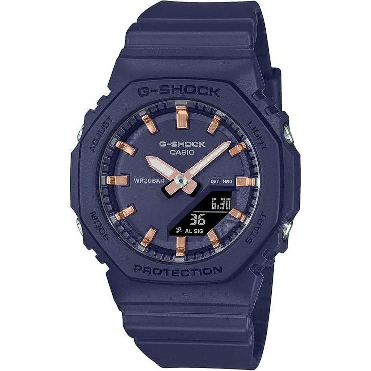 CASIO G-SHOCK NAVY & PINK GOLD ANALOG DIGITAL LADIES WATCH GMA 