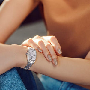 SEIKO LUKIA GROW SOLAR RADIO WAVE SILVER & WHITE WOMEN WATCH SSQW071