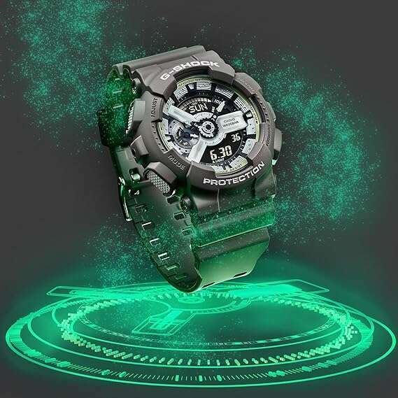 CASIO G-SHOCK HIDDEN GLOW SERIES DAY-DATE ANALOG DIGITAL DIAL GREY 