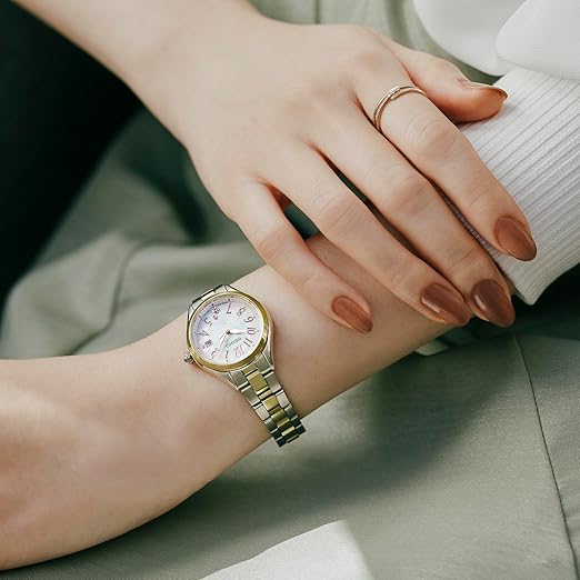SEIKO LUKIA GROW SOLAR RADIO 2025 SS MAIN SERIES SILVER & GOLD WOMEN WATCH SSQW092