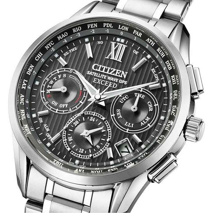 ROOK JAPAN:CITIZEN EXCEED ANALOG GLOW-IN-THE-DARK SILVER STRAP BLACK DIAL MEN WATCH CC4030-58E,JDM Watch,Citizen Exceed