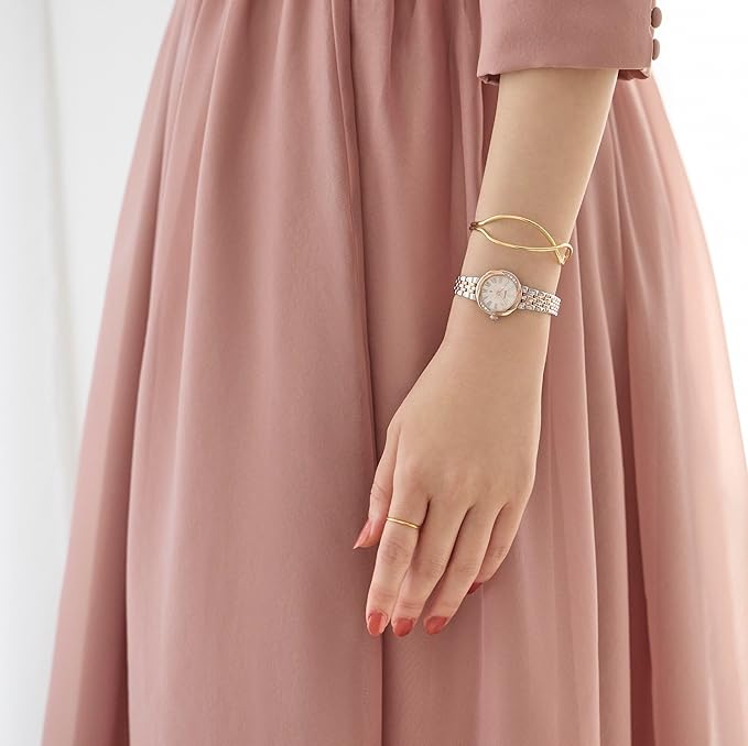 SEIKO LUKIA GROW LAB-GROWN DIAMONDS SILVER & PINK GOLD WOMEN WATCH SSWA002