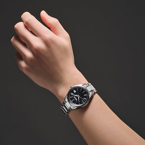 SEIKO SELECTION S SERIES SOLAR RADIO WAVE SILVER & BLACK MEN WATCH SBTM341