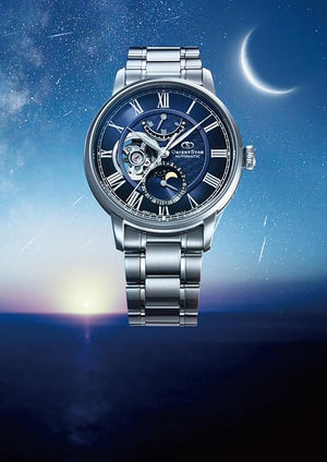 ORIENT STAR MOON PHASE AUTOMATIC MECHANICAL M45 F7 NAVY BLUE MEN WATCH RK-BT0002L