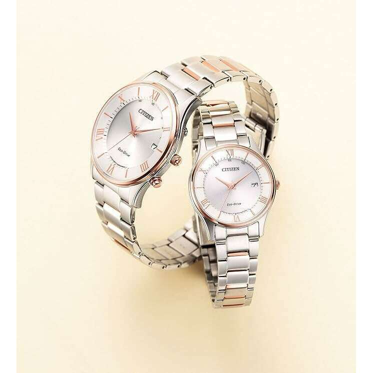 ROOK JAPAN:CITIZEN COLLECTION THIN MODEL SERIES ECO-DRIVE RADIO SILVER & GOLD LADIES WATCH ES0002-57A,JDM Watch,Citizen Collection