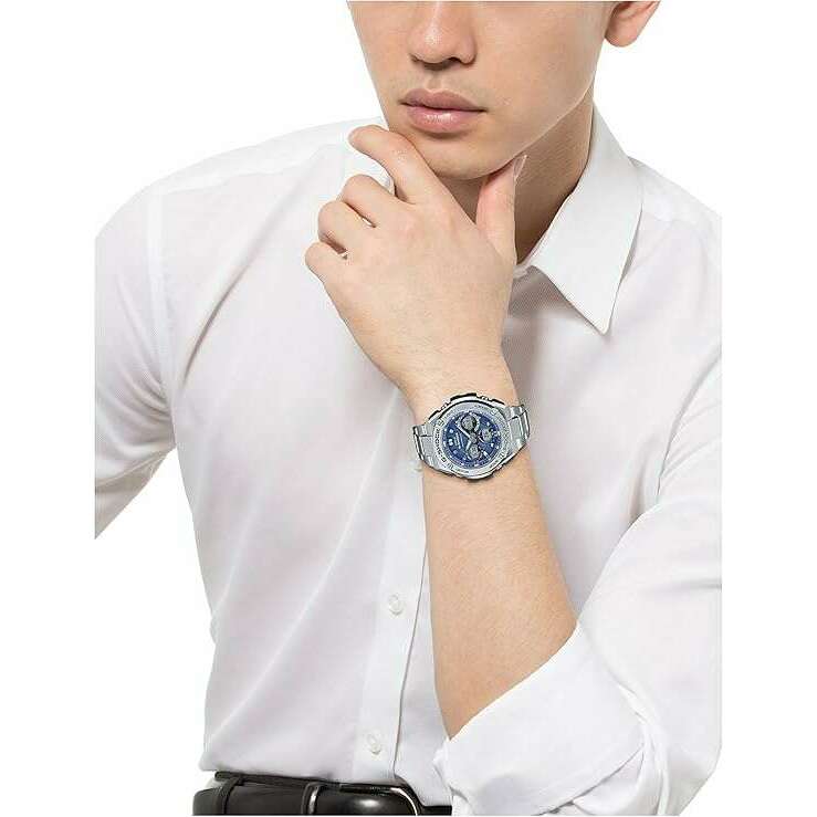 ROOK JAPAN:CASIO G-SHOCK G-STEEL RADIO SOLAR SILVER & BLUE ANALOG DIGITAL MEN WATCH GST-W110D-2AJF,JDM Watch,Casio G-Shock