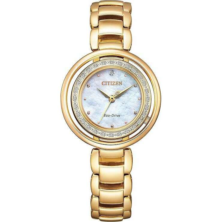 ROOK JAPAN:CITIZEN ECO-DRIVE ANALOG WARM GOLD STRAP PEARL COLORED DIAL LADIES WATCH EM0902-53D,JDM Watch,The Citizen