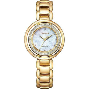 ROOK JAPAN:CITIZEN ECO-DRIVE ANALOG WARM GOLD STRAP PEARL COLORED DIAL LADIES WATCH EM0902-53D,JDM Watch,The Citizen