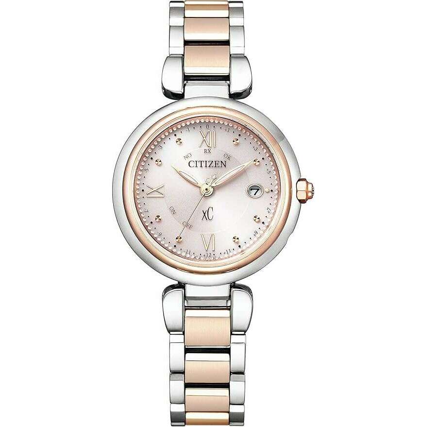 ROOK JAPAN:CITIZEN XC ECO-DRIVE DIRECT FLIGHT RADIO SOLAR SILVER & PINK LADIES WATCH ES9465-50W,JDM Watch,Citizen xC