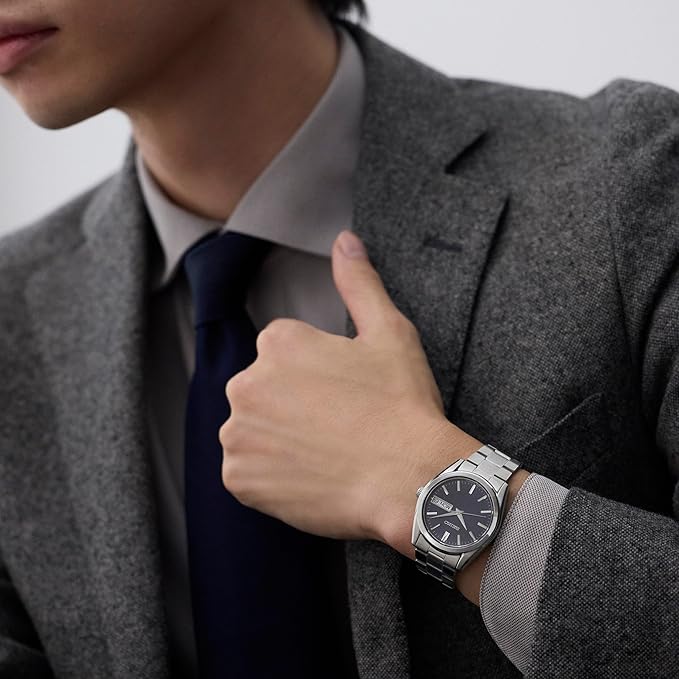 SEIKO SELECTION S SERIES DAY-DATE SILVER & NAVY BLUE MEN WATCH SBTH009