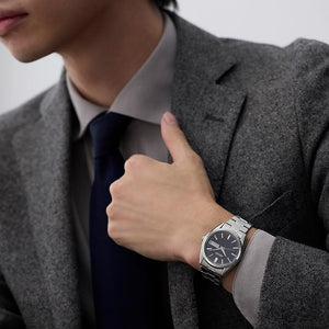 SEIKO SELECTION S SERIES DAY-DATE SILVER & NAVY BLUE MEN WATCH SBTH009