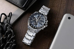 SEIKO SELECTION S SERIES CHRONOGRAPH SILVER & BLUE GREY MEN WATCH SBTR041