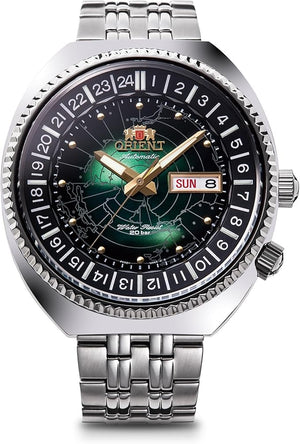 ORIENT AUTOMATIC CONTEMPORARY WORLDMAP SILVER MEN WATCH RN-AA0E02E