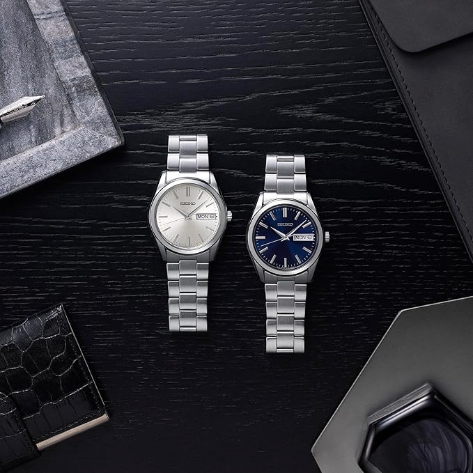 SEIKO SELECTION S SERIES DAY-DATE SILVER & CHAMPAGNE GOLD MEN WATCH SBTH007