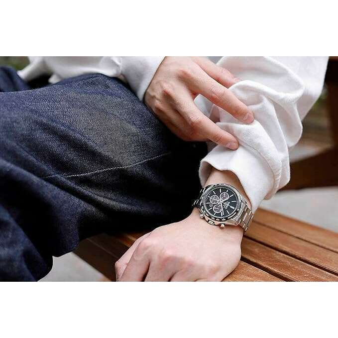 SEIKO SELECTION THE STANDARD CHRONOGRAPH SOLAR SILVER & BLACK MEN WATCH SBPY167