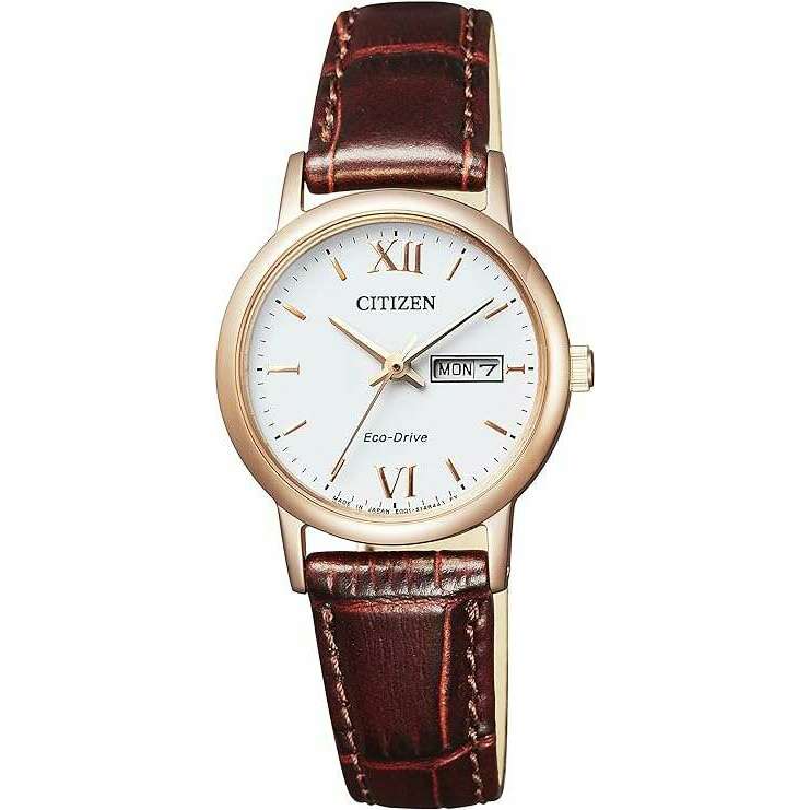 CITIZEN COLLECTION ECO-DRIVE SOLAR BROWN LEATHER STRAP LADIES