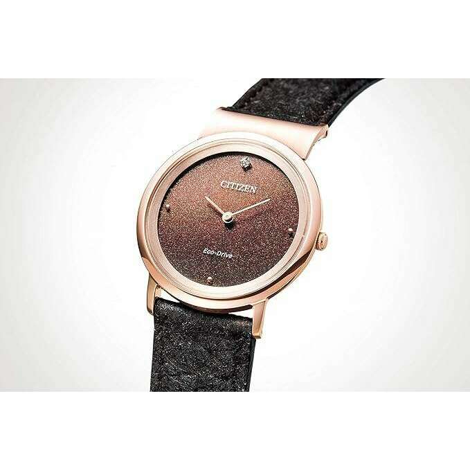ROOK JAPAN:CITIZEN ECO-DRIVE ANALOG BROWN RESIN/LEATHER STRAP LADIES WATCH EG7078-12X,JDM Watch,The Citizen