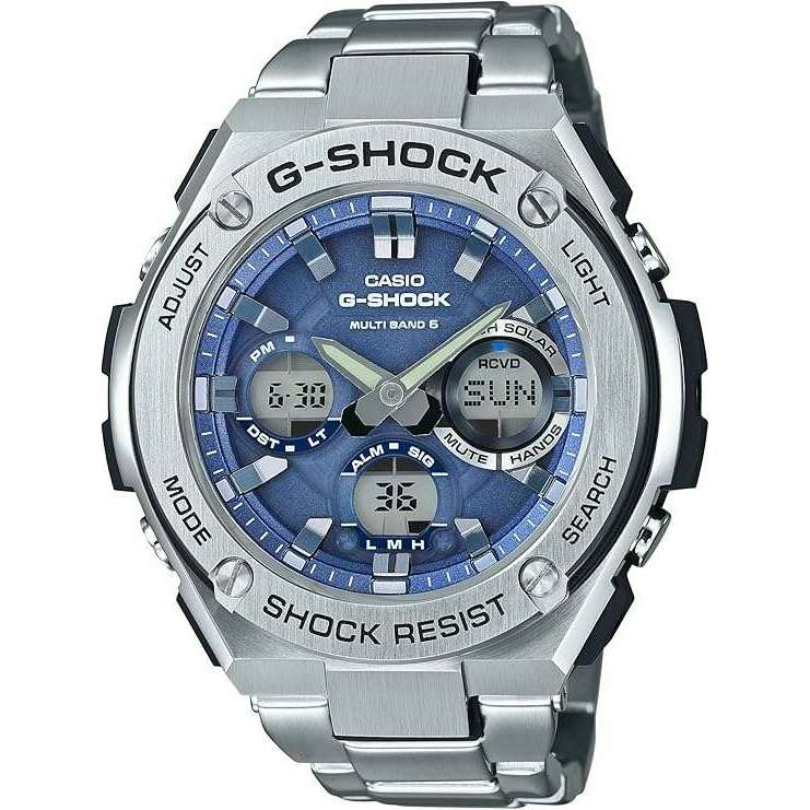 ROOK JAPAN:CASIO G-SHOCK G-STEEL RADIO SOLAR SILVER & BLUE ANALOG DIGITAL MEN WATCH GST-W110D-2AJF,JDM Watch,Casio G-Shock