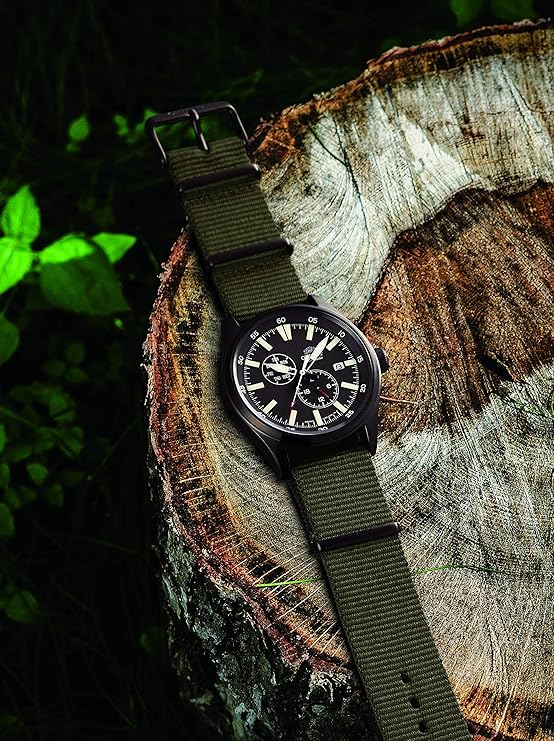 ORIENT FIELD AUTOMATIC KHAKI NYLON STRAP DARK GREY MEN WATCH RN-AK0403N