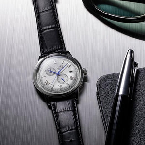 ORIENT BAMBINO AUTOMATIC LEATHER STRAP SILVER & WHITE MEN WATCH RN-AK0701S