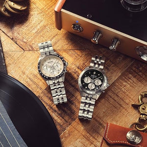 SEIKO SELECTION S SERIES NEO VINTAGE CHRONOGRAPH SILVER & BLACK MEN WATCH SBTR047