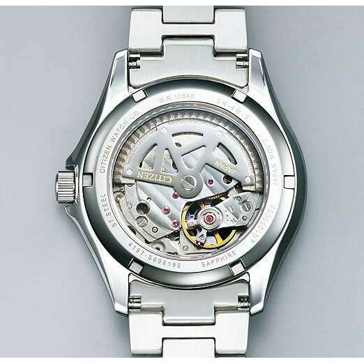 ROOK JAPAN:CITIZEN COLLECTION MECHANICAL SEE-THROUGH BACK SILVER & BLACK MEN WATCH NP1010-51E,JDM Watch,Citizen Collection