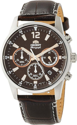 ORIENT CHRONOGRAPH BROWN LEATHER STRAP MEN WATCH RN-KV0005Y