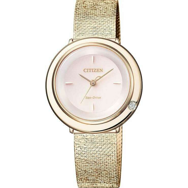 ROOK JAPAN:CITIZEN L AMBILUNA ECO-DRIVE SOLAR ANALOG GOLD STRAP PINK DIAL LADIES WATCH EM0643-92X,JDM Watch,Citizen L