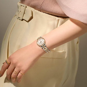 SEIKO LUKIA STANDARD COLLECTION SOLAR RADIO WAVE SILVER & PINK GOLD WOMEN WATCH SSVV082