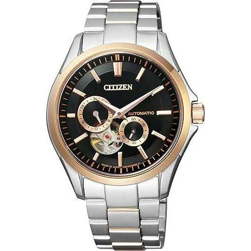 ROOK JAPAN:CITIZEN COLLECTION MECHANICAL SEE-THROUGH BACK BLACK & GOLD DIAL MEN WATCH NP1014-51E,JDM Watch,Citizen Collection