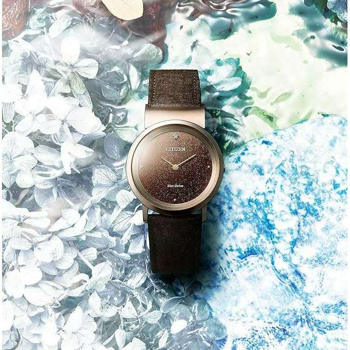 ROOK JAPAN:CITIZEN ECO-DRIVE ANALOG BROWN RESIN/LEATHER STRAP LADIES WATCH EG7078-12X,JDM Watch,The Citizen