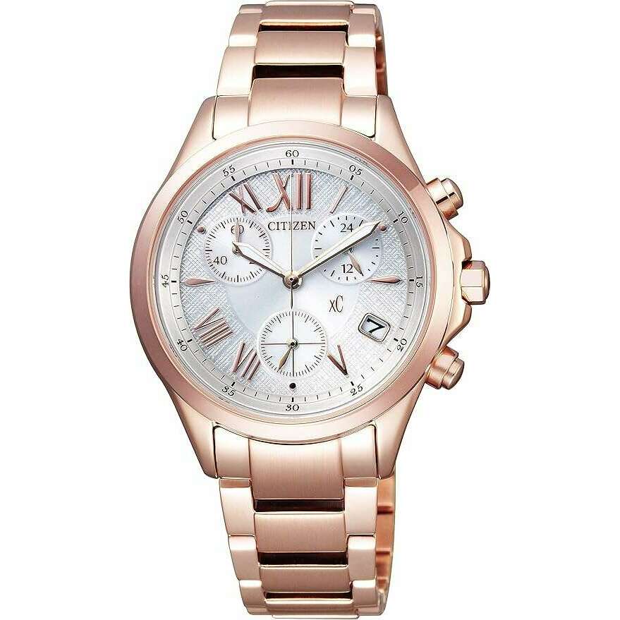ROOK JAPAN:CITIZEN XC ECO-DRIVE ANALOG PINK GOLD STRAP WHITE DIAL LADIES WATCH FB1403-53A,JDM Watch,Citizen xC