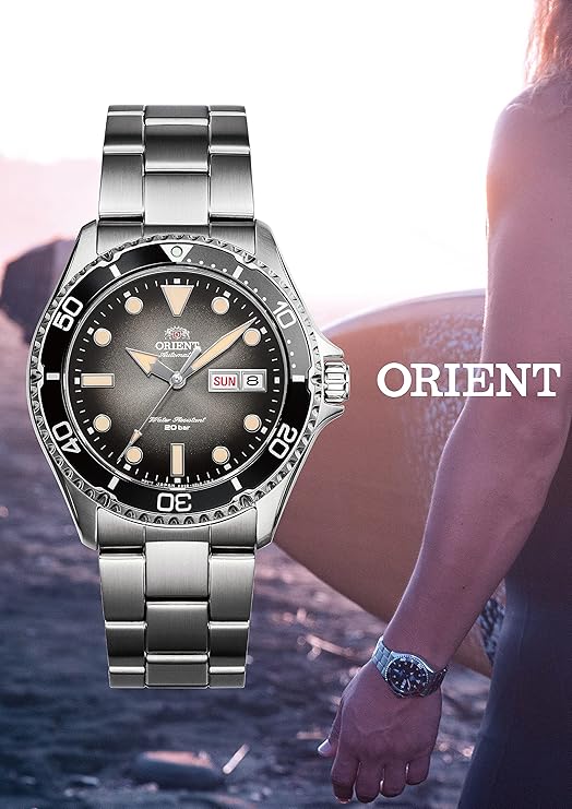 ORIENT MAKO AUTOMATIC DIVERS SILVER & GREY MEN WATCH RN-AA0810N