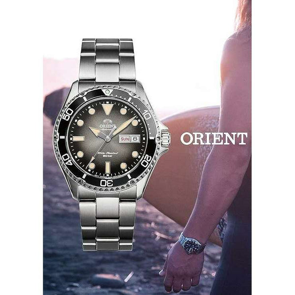 ORIENT MAKO AUTOMATIC DIVERS SILVER & GREY MEN WATCH RN-AA0810N