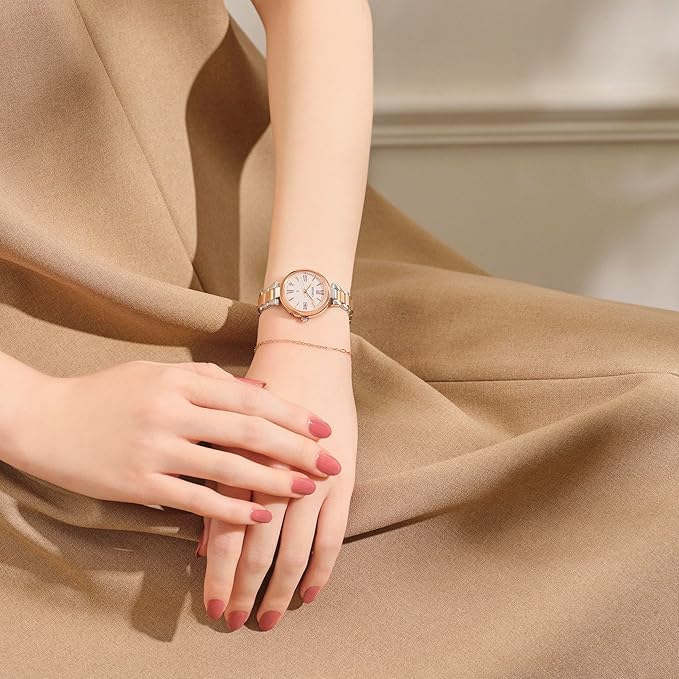 SEIKO LUKIA GROW SOLAR RADIO WAVE SILVER & PEONY PINK GOLD WOMEN WATCH SSQW082
