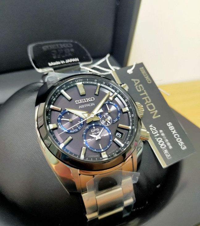 SEIKO ASTRON GPS SOLAR RADIO WAVE DUAL TIME CURVE SILVER MEN WATCH (DISCONTINUED) SBXC053