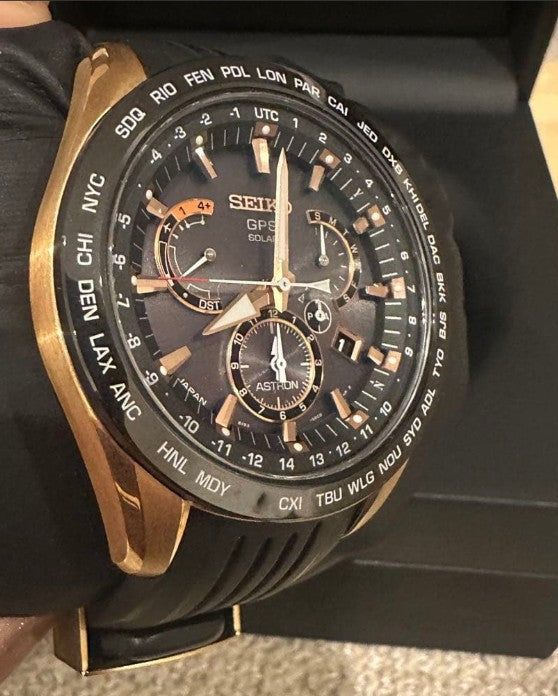 ROOK JAPAN:SEIKO ASTRON GPS SOLAR DUAL TIME BLACK MEN WATCH SBXB055,JDM Watch,Seiko Astron
