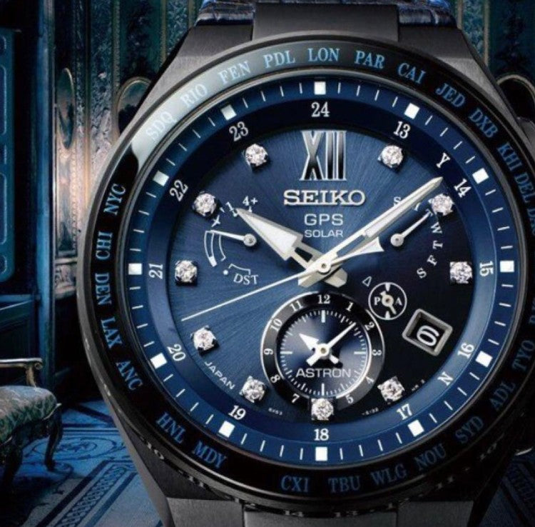 SEIKO ASTRON GPS SOLAR EXECUTIVE LINE DIAMONDS BLUE MEN WATCH (500 LIMITED) SBXB157