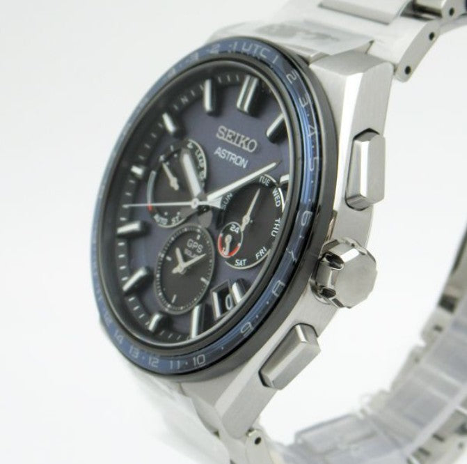 SEIKO ASTRON NEXTER GPS SOLAR RADIO SILVER & BLUE GREY MEN WATCH (LIMITED MODEL) SBXC109