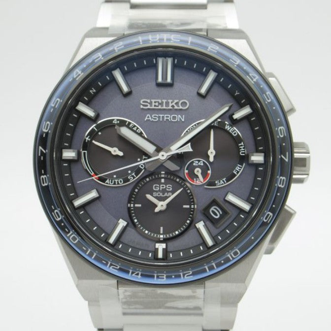 SEIKO ASTRON NEXTER GPS SOLAR RADIO SILVER & BLUE GREY MEN WATCH (LIMITED MODEL) SBXC109