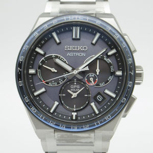 SEIKO ASTRON NEXTER GPS SOLAR RADIO SILVER & BLUE GREY MEN WATCH (LIMITED MODEL) SBXC109