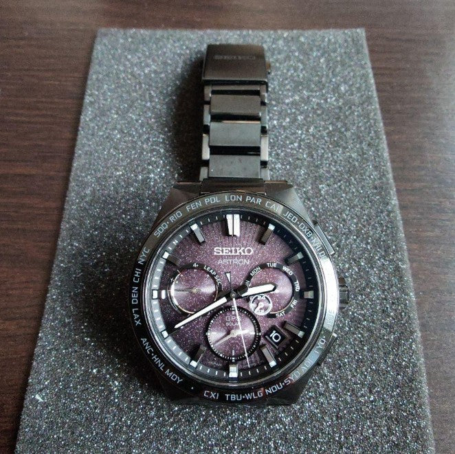 SEIKO ASTRON NEXTER NOVA GPS SOLAR RADIO BLACK & PURPLE MEN WATCH (1500 LIMITED) SBXC123