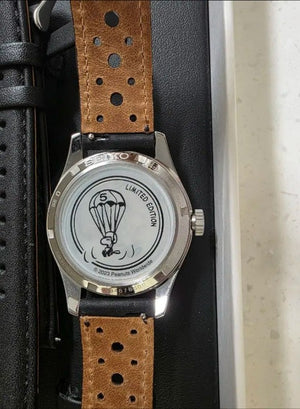 Seiko 5 Sports Peanuts White Dial Leather Band Snoopy Men Watch (6500 LIMITED) SRPK27K1