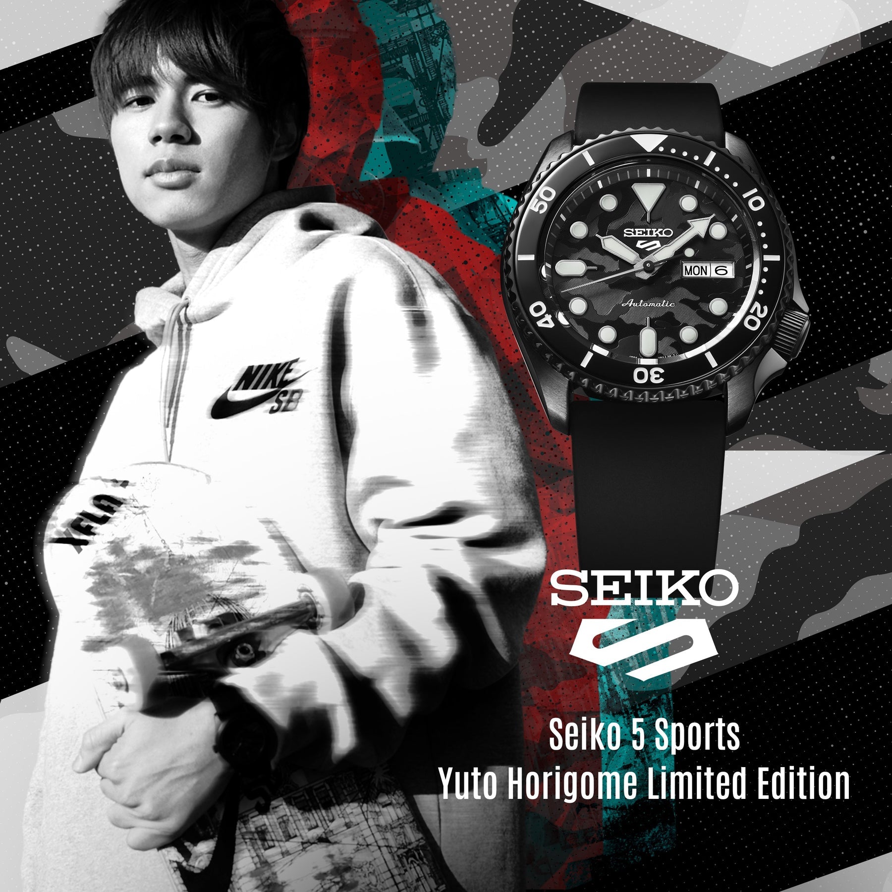 SEIKO 5 SPORTS CAMOUFLAGE SENSE STYLE "YUTO HORIGOME 2022" MEN WATCH SBSA175