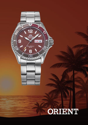 ORIENT AUTOMATIC SILVER & BORDEAUX RED MEN WATCH (200 LIMITED) RN-AA0820R